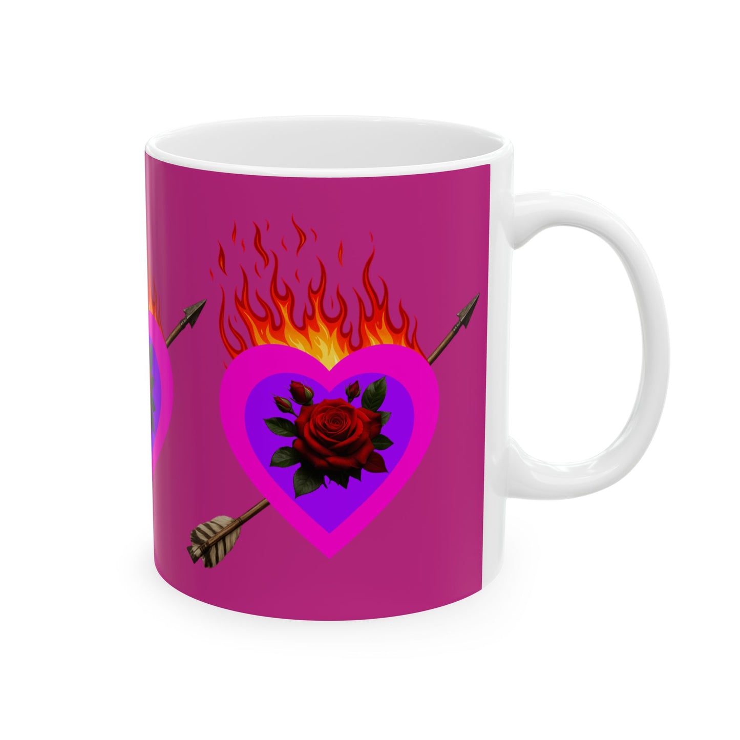 Romantic Heart Flame Ceramic Mug | Perfect Gift for Valentine's Day, Anniversaries, Love Notes, Coffee Lovers, Custom Drinks