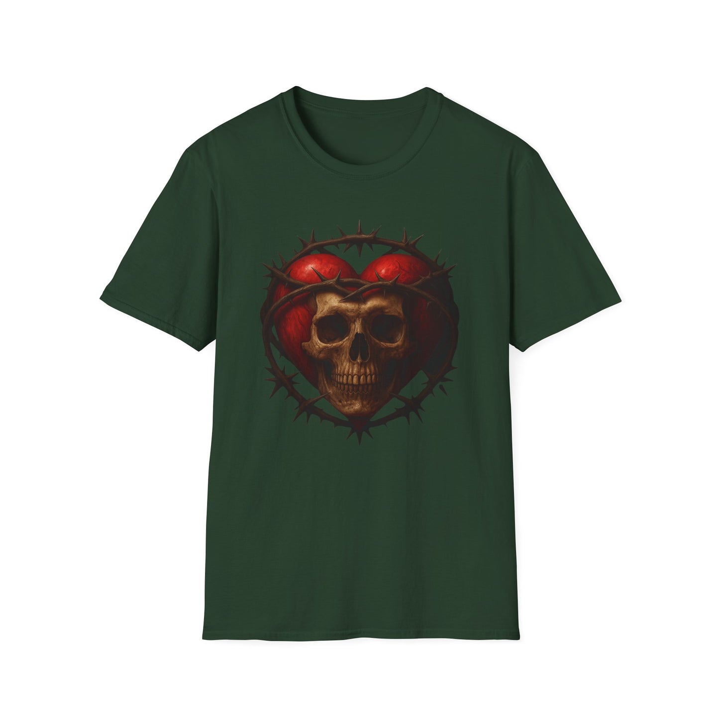 Gothic Heart Skull T-Shirt, Unisex Tee, Alternative Fashion, Edgy Gift, Halloween Outfit, Casual Streetwear
