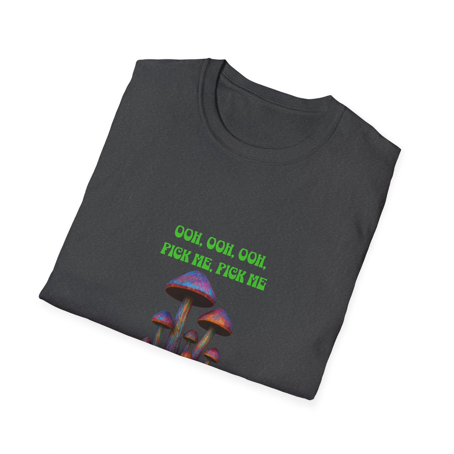 Funny Mushroom Unisex Softstyle T-Shirt, Casual Wear, Gift for Friends, Summer Shirt, Great for Festivals, Humor Tee