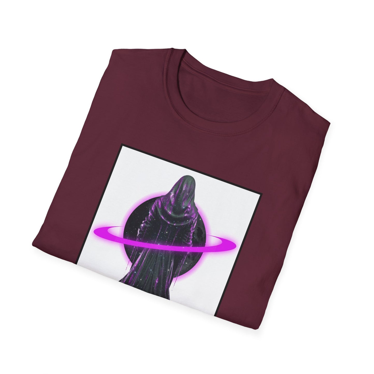 Cosmic Vibe Unisex Softstyle T-Shirt - Celestial Graphic Tee, Space Lover's Gift, Retro Aesthetic Shirt, Festival Wear, Geeky Apparel
