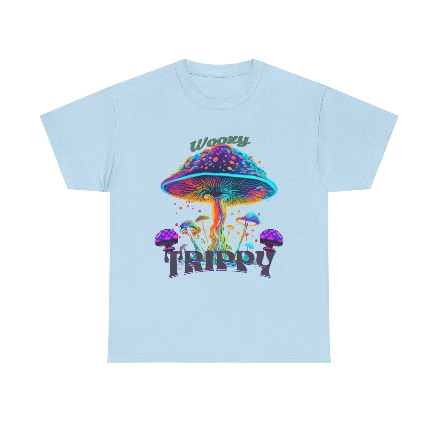 Trippy Mushroom Tee - Unisex Heavy Cotton Tee, Psychedelic T-Shirt, Casual Wear, Festival Shirt, Gift for Nature Lovers, Woozy Trippy Design
