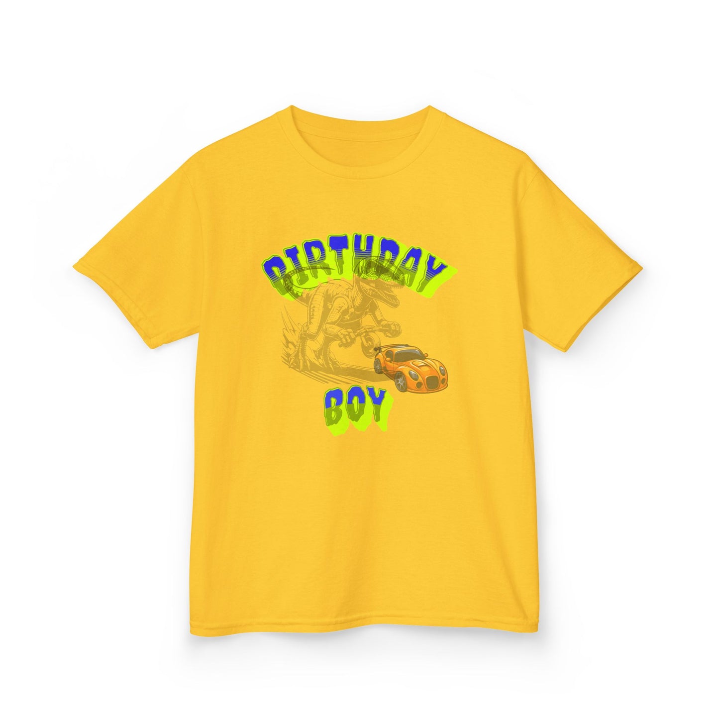 Birthday Boy Kids Tee, Fun Birthday Gift, Cool Graphic Tee, Casual Kids Clothing, Race Car Design Shirt, Dinosaur design