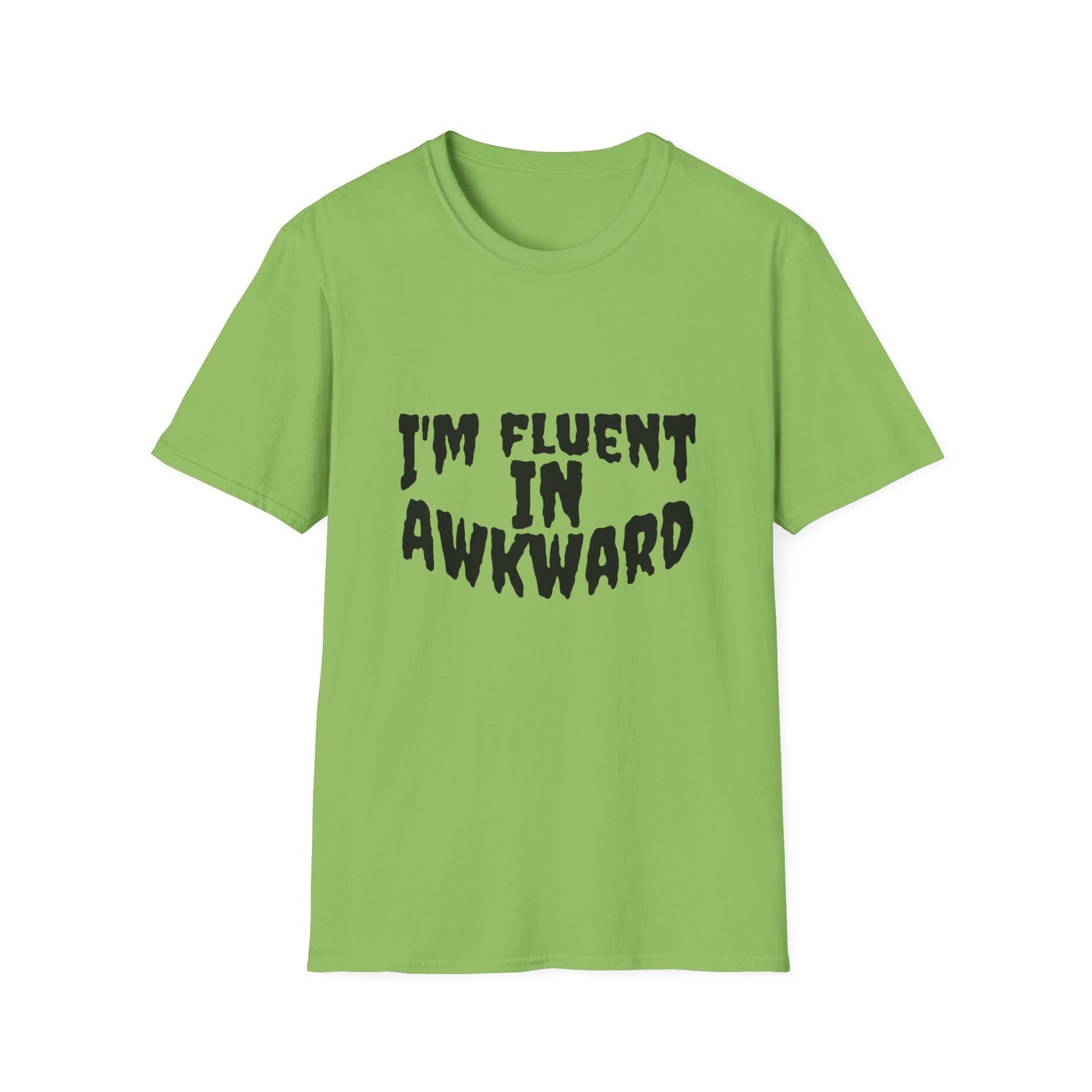 Fluent in Awkward Unisex Softstyle T-Shirt | Funny Graphic Tee, Casual Wear, Gift for Friends, Memes, Humor Apparel