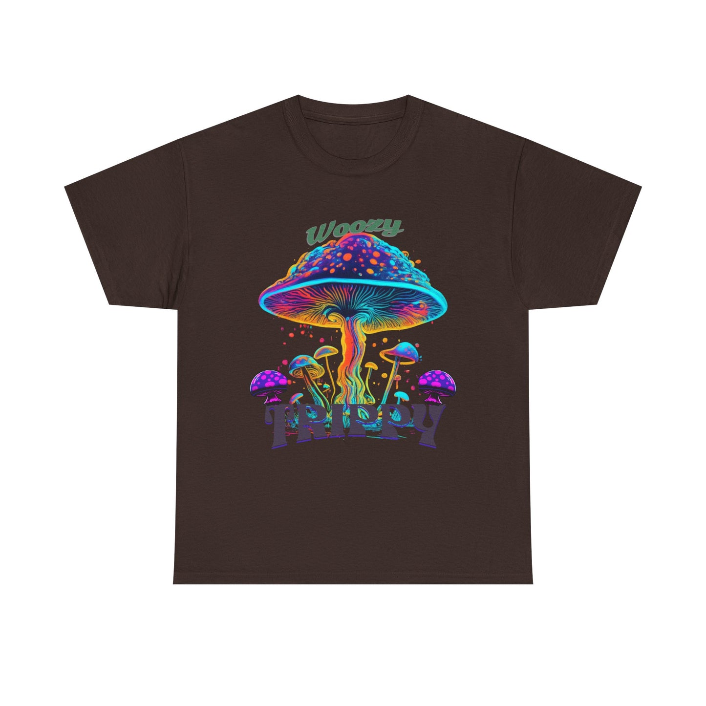 Trippy Mushroom Tee - Unisex Heavy Cotton Tee, Psychedelic T-Shirt, Casual Wear, Festival Shirt, Gift for Nature Lovers, Woozy Trippy Design