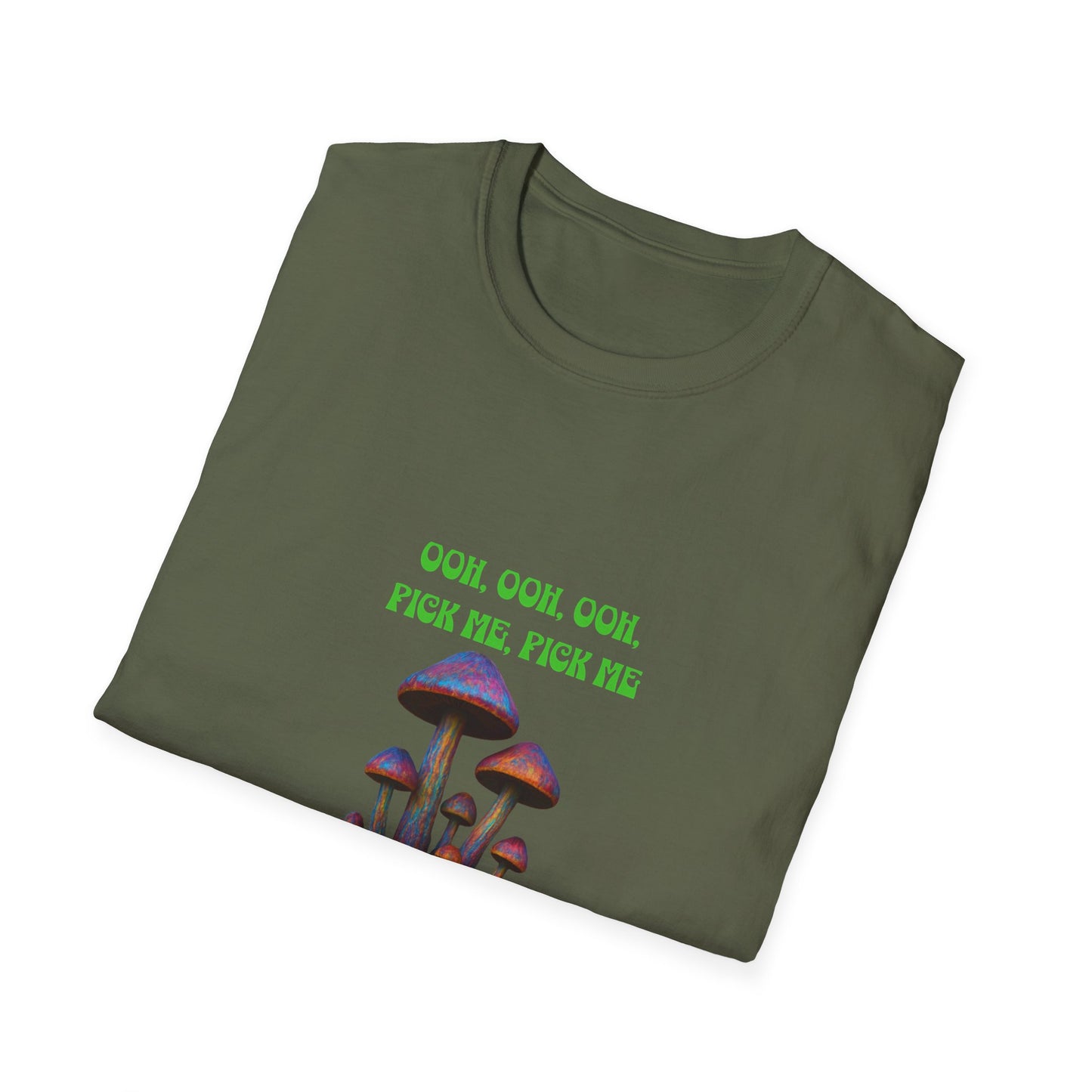 Funny Mushroom Unisex Softstyle T-Shirt, Casual Wear, Gift for Friends, Summer Shirt, Great for Festivals, Humor Tee