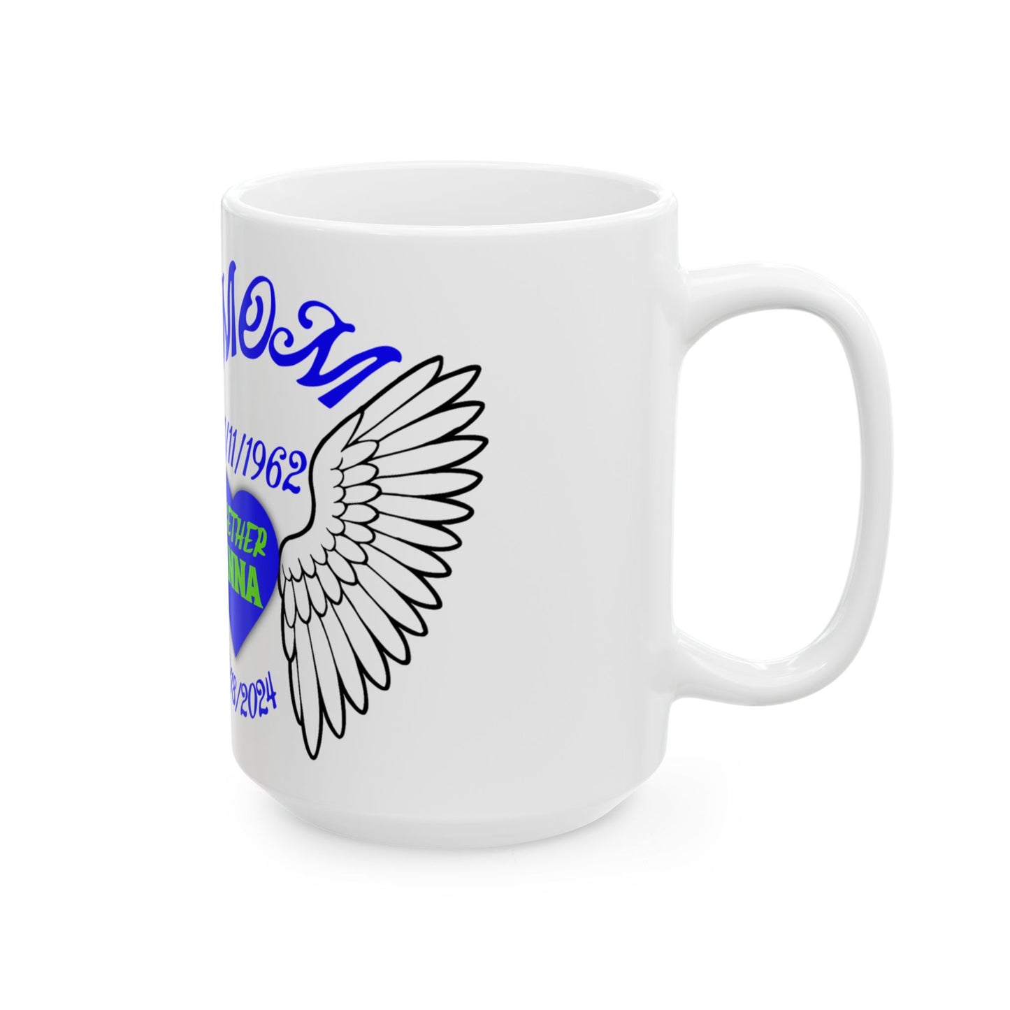 Memorial Tribute Ceramic Mug, In Loving Memory Gift, Personalized Remembrance Mug, Funeral or Memorial Keepsake, Mom Dad Never Forgotten