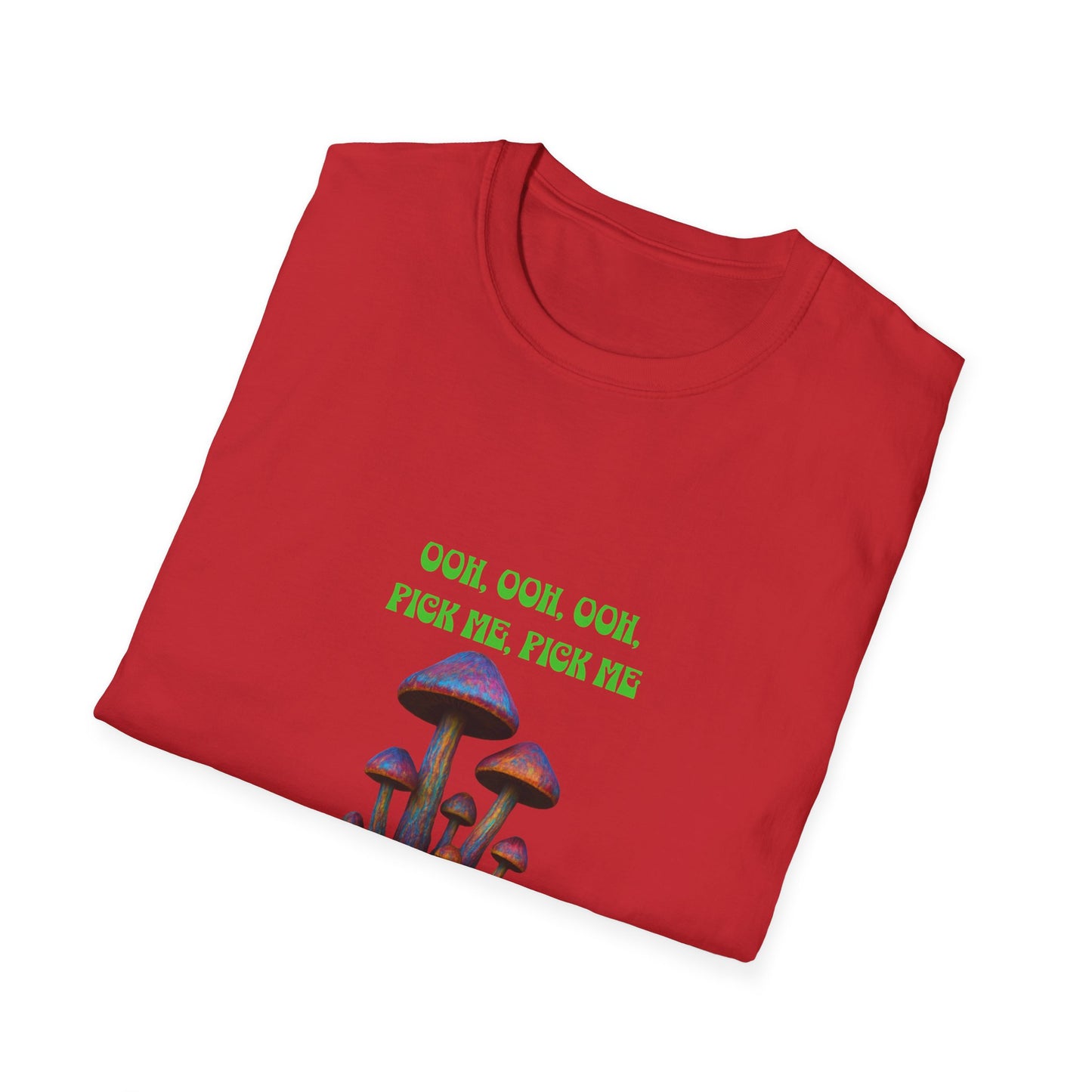 Funny Mushroom Unisex Softstyle T-Shirt, Casual Wear, Gift for Friends, Summer Shirt, Great for Festivals, Humor Tee