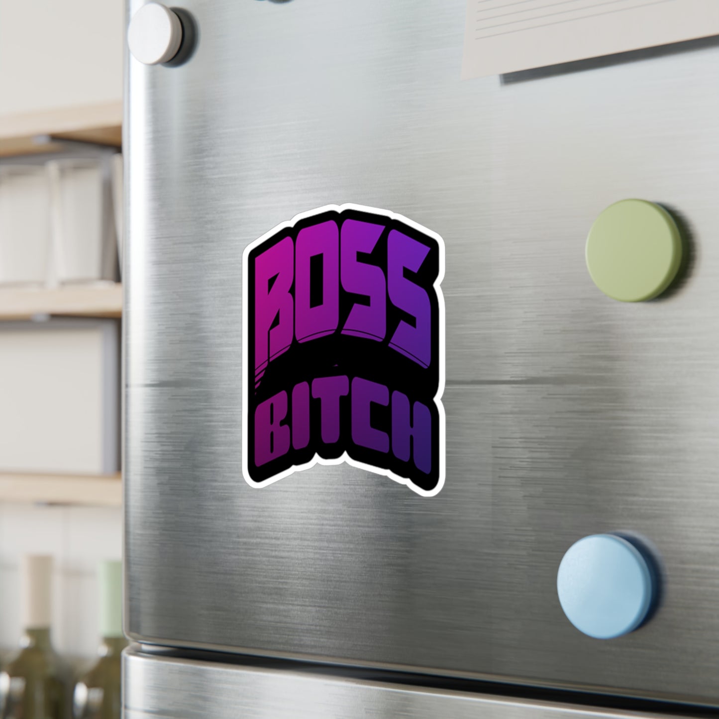 Bold Boss Bitch Kiss-Cut Vinyl Decal, Empowering Sticker for Laptops, Mugs, Notebooks, Car Decoration, Gift for Strong Women