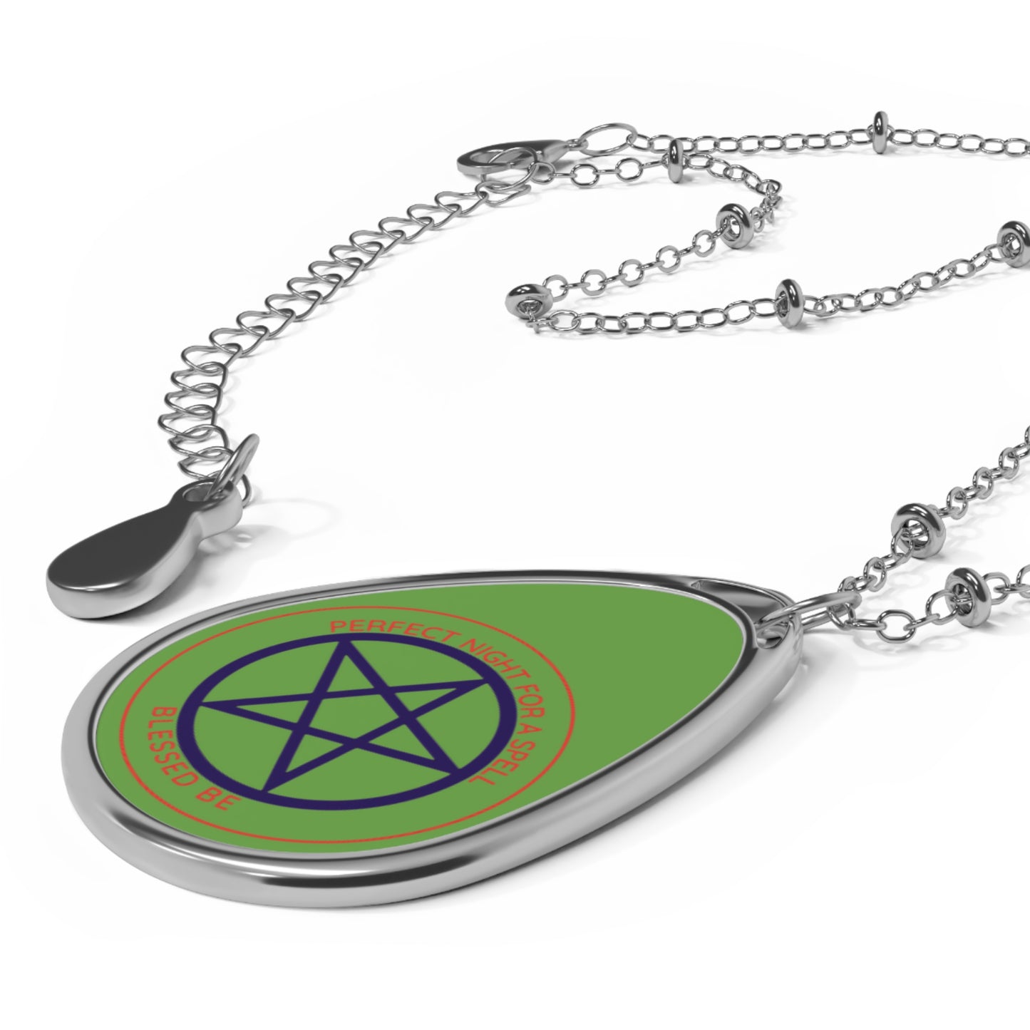 Pentacle Oval Necklace, Bohemian Jewelry, Pagan Gift, Spiritual Pendant, Occult Accessory, Wiccan Charm
