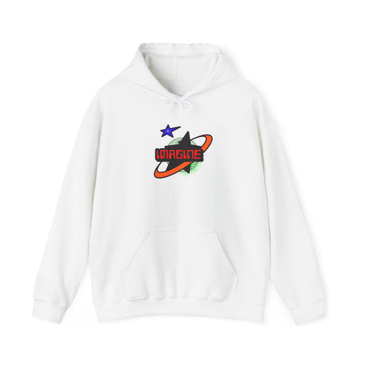 Cosmic 'Imagine' Unisex Hoodie | Trendy Streetwear, Gift for Dreamers, Cozy Layering, Perfect for All Seasons, Inspirational Apparel