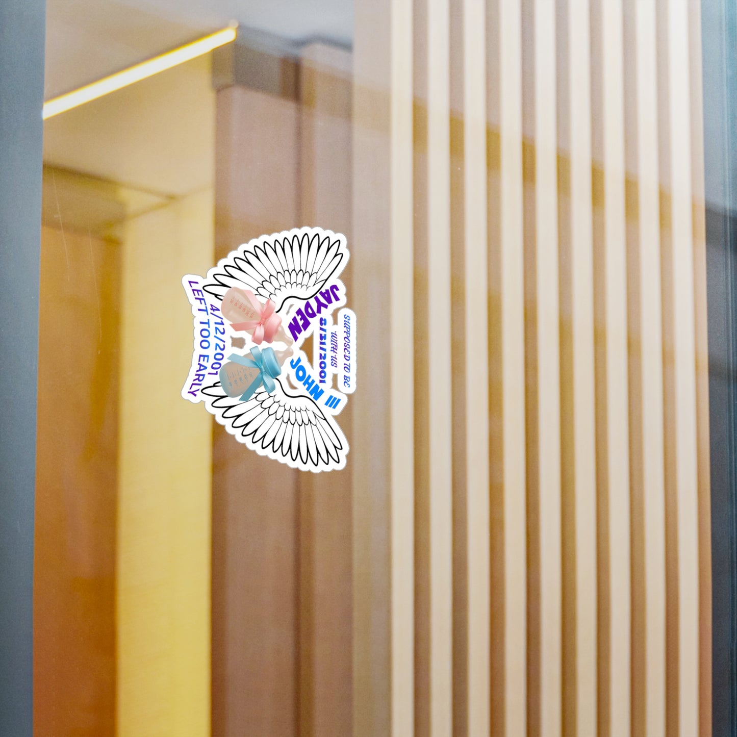 Memorial Kiss-Cut Vinyl Decals, Remembrance Stickers, Baby Tribute Decals, Angel Wing Decals, Custom Vinyl Stickers