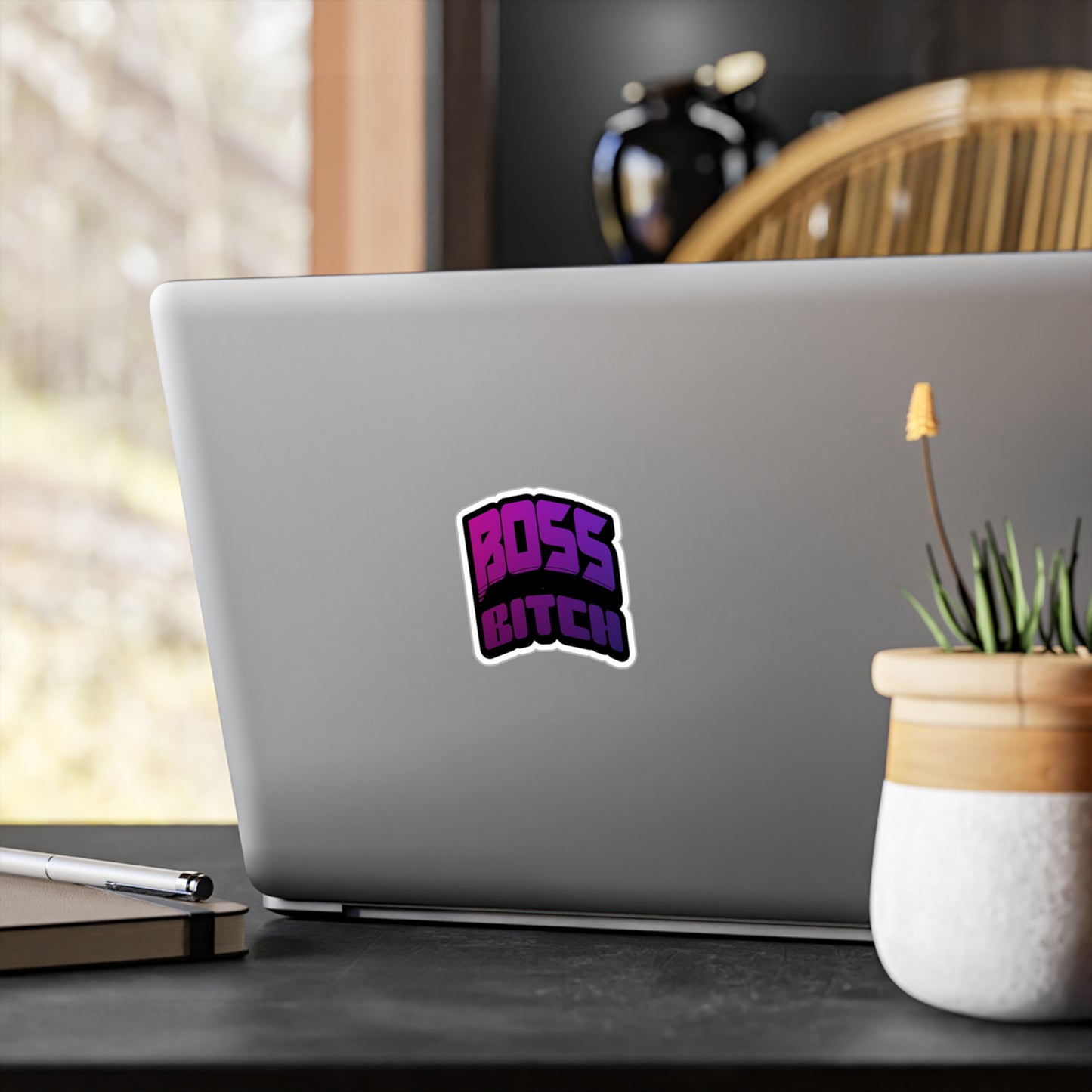 Bold Boss Bitch Kiss-Cut Vinyl Decal, Empowering Sticker for Laptops, Mugs, Notebooks, Car Decoration, Gift for Strong Women