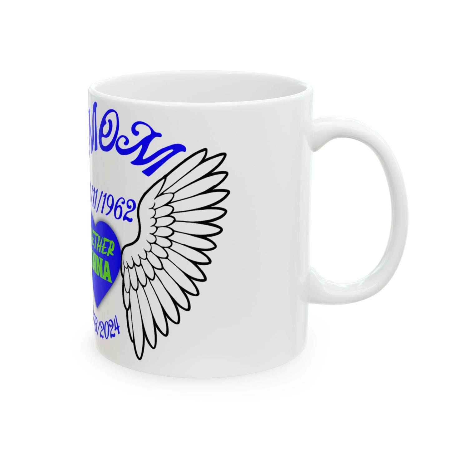 Memorial Tribute Ceramic Mug, In Loving Memory Gift, Personalized Remembrance Mug, Funeral or Memorial Keepsake, Mom Dad Never Forgotten