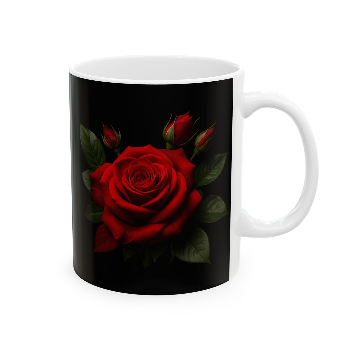 Elegant Floral Mug, Black and Red Rose Design, Perfect for Tea or Coffee Lovers, Gift for Her, Home Decor, Kitchen Accessory