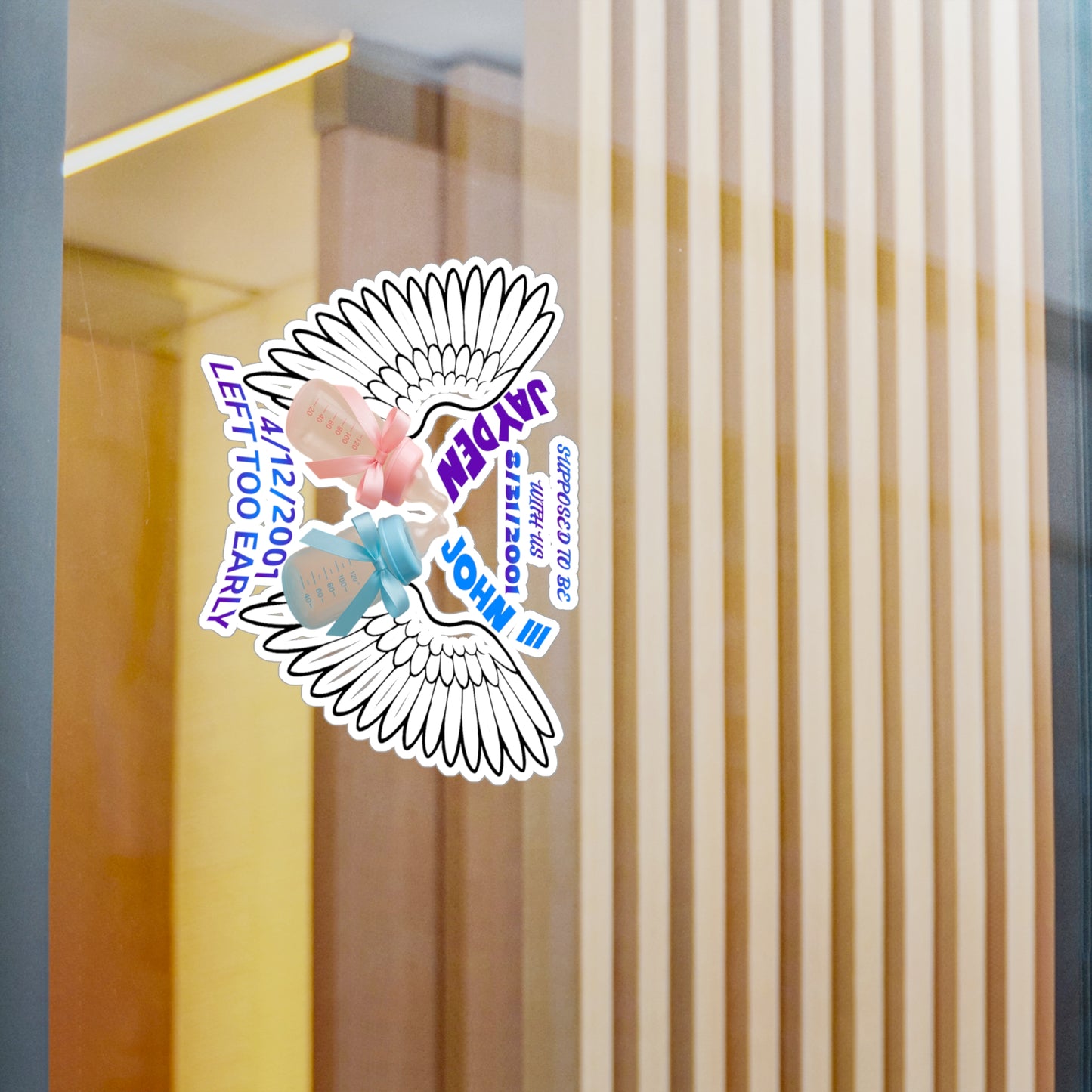 Memorial Kiss-Cut Vinyl Decals, Remembrance Stickers, Baby Tribute Decals, Angel Wing Decals, Custom Vinyl Stickers