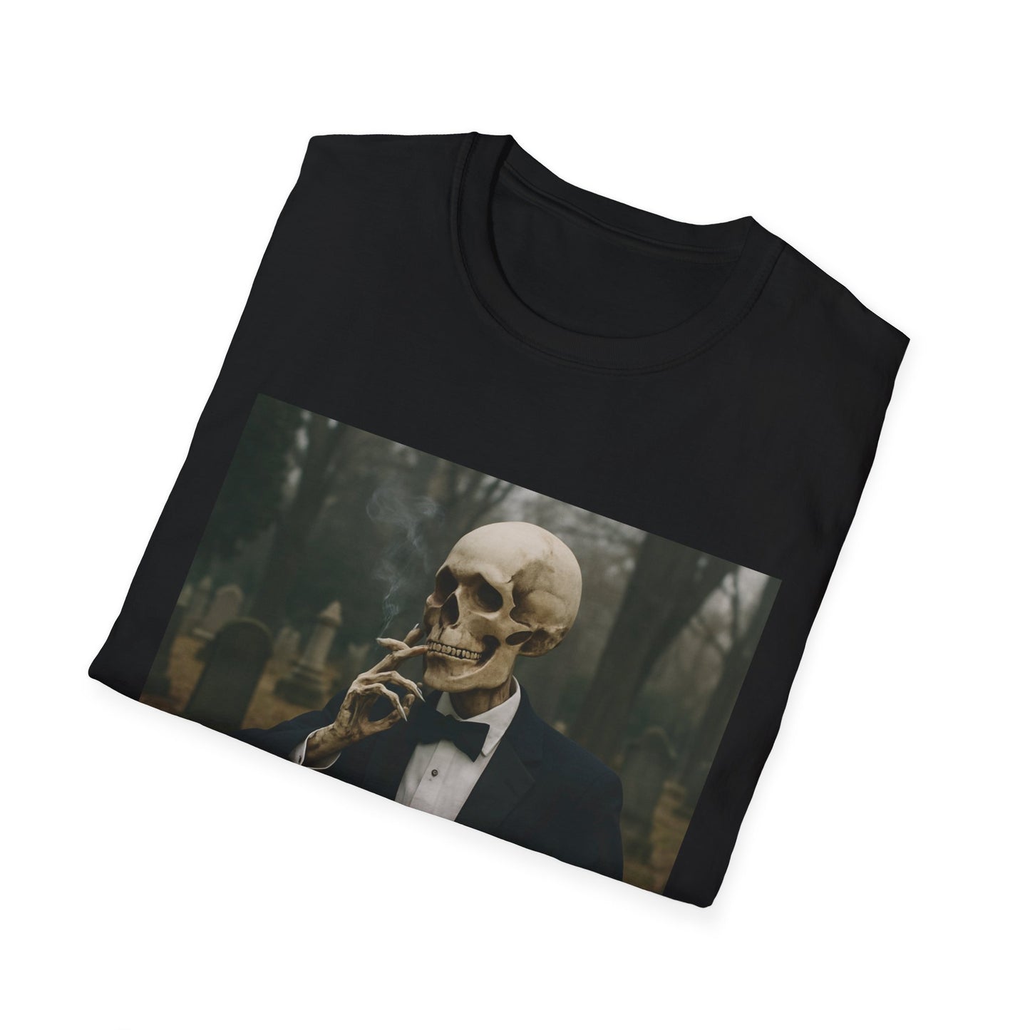 Elegant Skeleton Tee - Unisex Softstyle T-Shirt, Gothic Fashion, Halloween Costume, Casual Wear, Unique Gift, Spooky Vibes