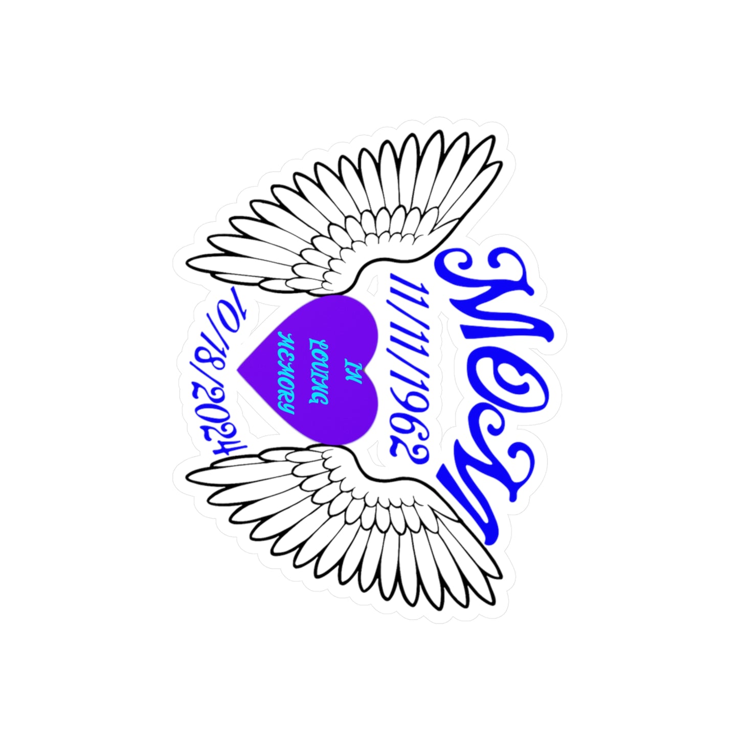 Memorial Kiss-Cut Vinyl Decals, Custom Tribute Stickers, In Loving Memory Decals, Angel Wings Decals, Remembrance Gifts