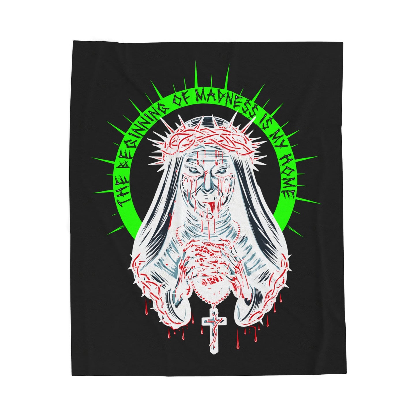 Gothic Velvet Blanket - The Beginning of Madness is My Home, Cozy Throw, Unique Decor, Spooky Gift, Halloween Home Accessory