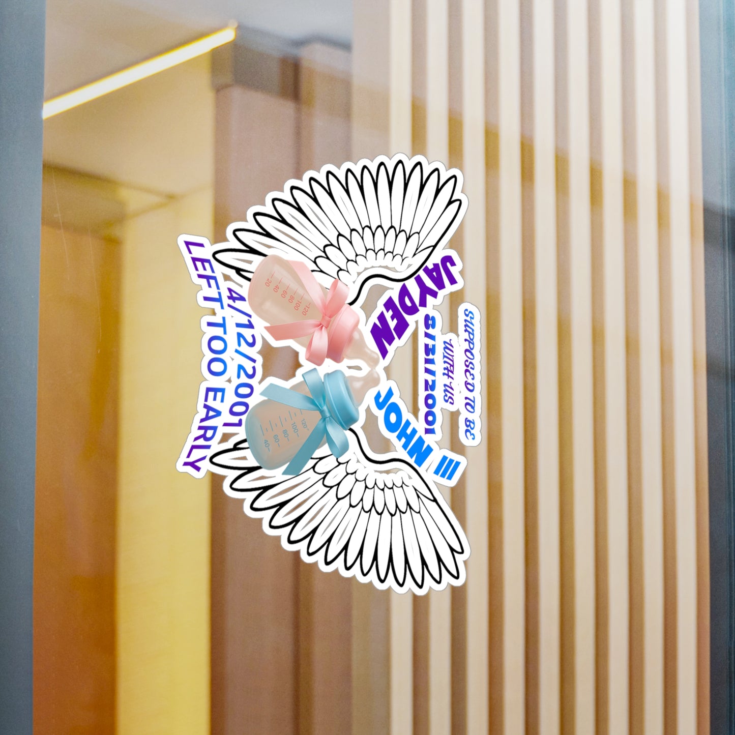 Memorial Kiss-Cut Vinyl Decals, Remembrance Stickers, Baby Tribute Decals, Angel Wing Decals, Custom Vinyl Stickers