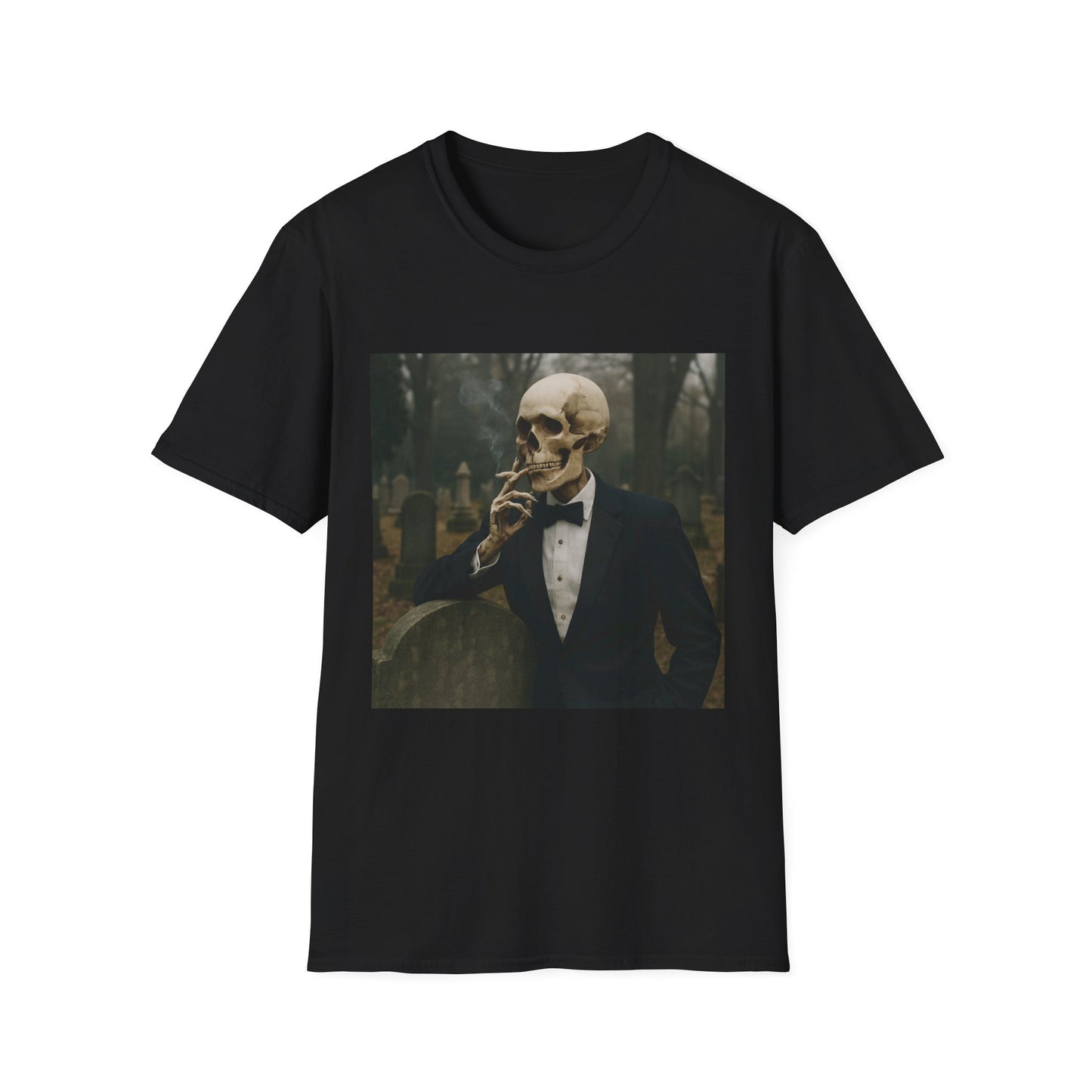Elegant Skeleton Tee - Unisex Softstyle T-Shirt, Gothic Fashion, Halloween Costume, Casual Wear, Unique Gift, Spooky Vibes