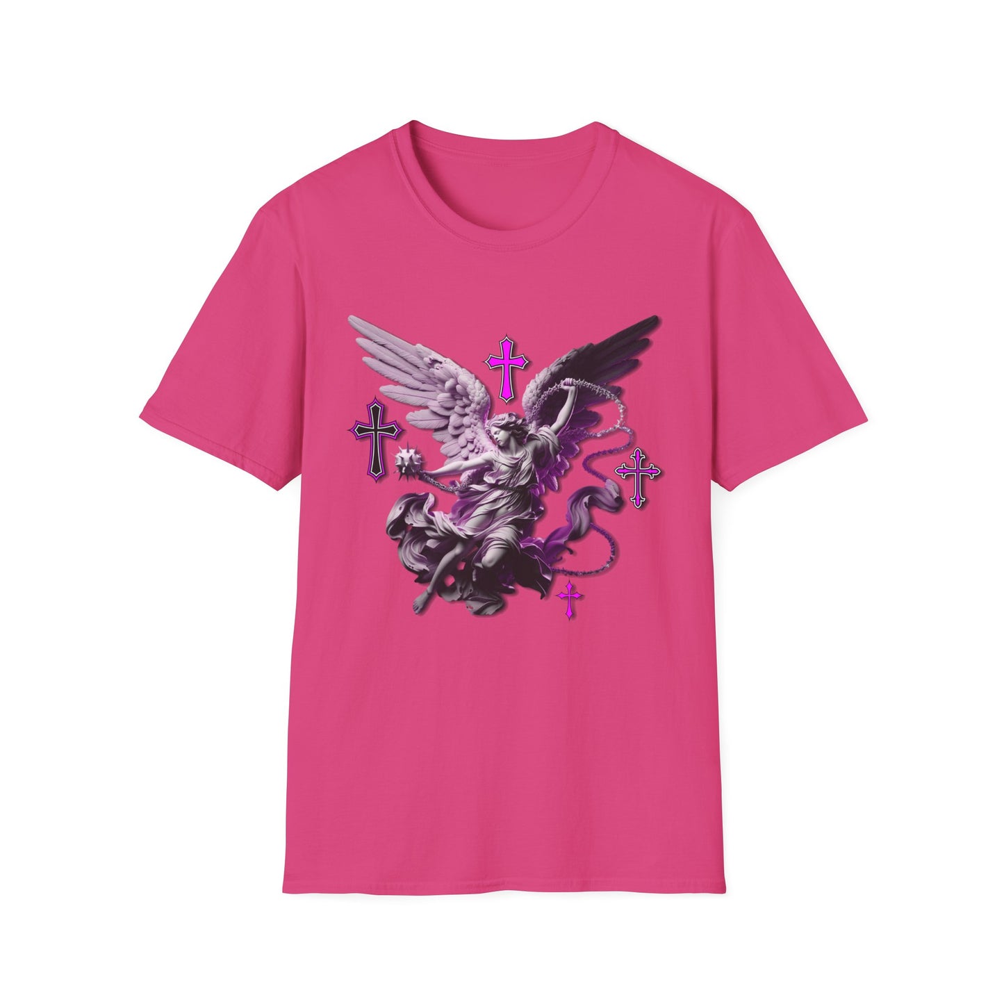 Angel Graphic Unisex Softstyle T-Shirt, Spiritual Tee, Casual Wear, Faith-Based Gift, Everyday Style, Unique Fashion Statement