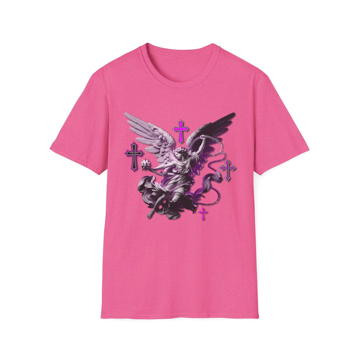Angel Graphic Unisex Softstyle T-Shirt, Spiritual Tee, Casual Wear, Faith-Based Gift, Everyday Style, Unique Fashion Statement