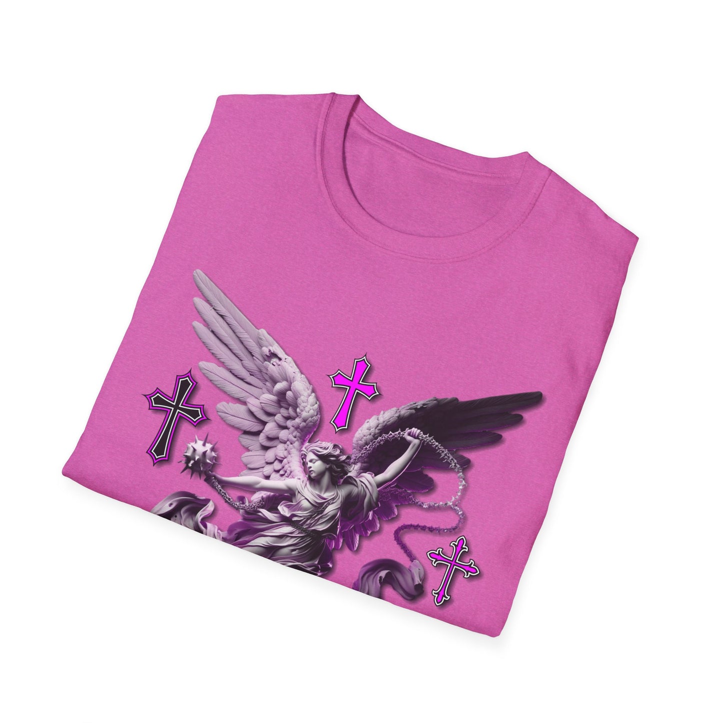 Angel Graphic Unisex Softstyle T-Shirt, Spiritual Tee, Casual Wear, Faith-Based Gift, Everyday Style, Unique Fashion Statement