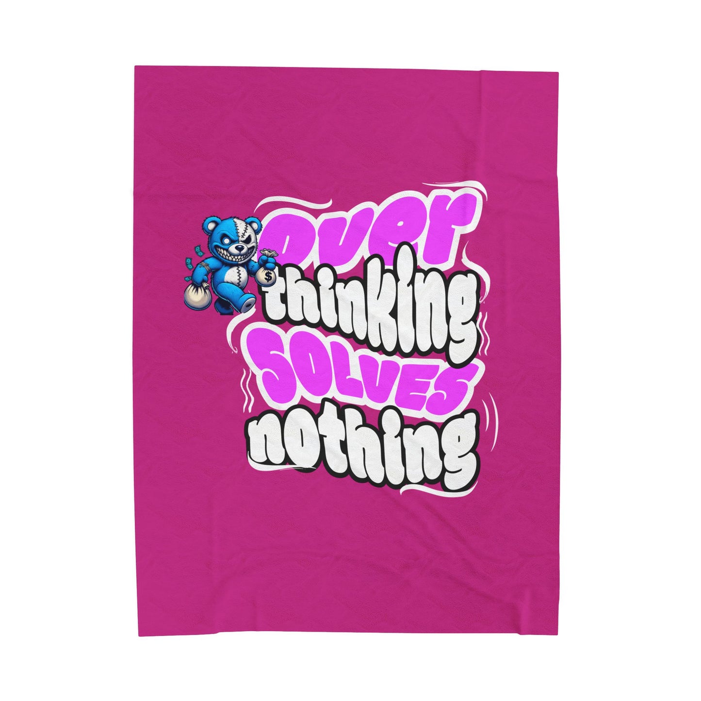 Cozy Velveteen Plush Blanket - 'Overthinking Solves Nothing' Design, Perfect Gift for Relaxation & Self-Care, Home Decor, Mental [...]