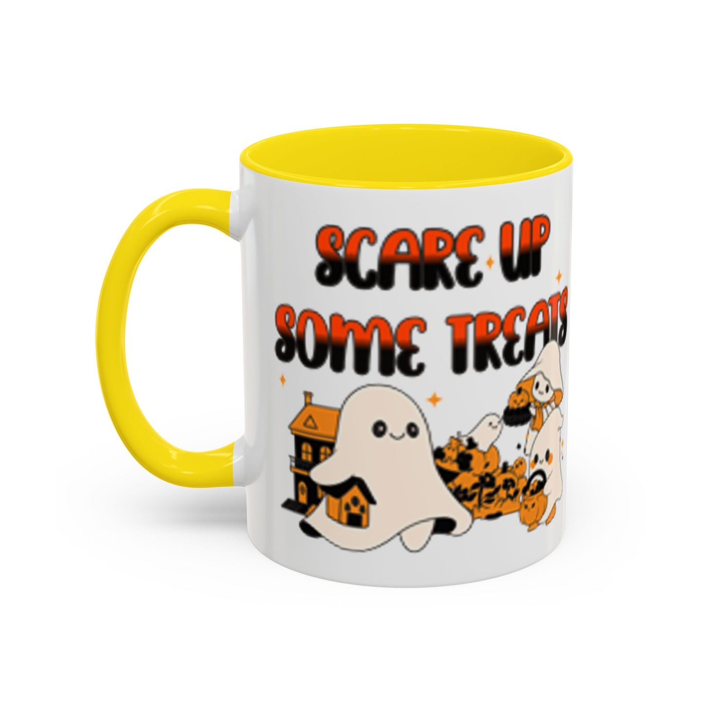 Halloween Ghost Treats Mug, Scare Up Some Treats Coffee Cup, Spooky Gift for Haunted House Lovers, Fall Decor, Fun Halloween Kitchenware