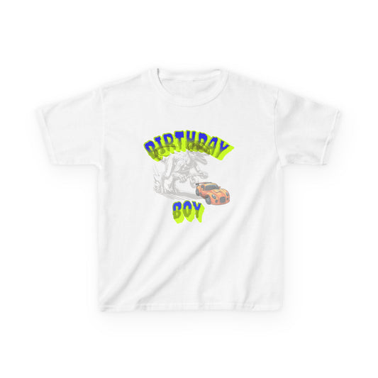 Birthday Boy Kids Tee, Fun Birthday Gift, Cool Graphic Tee, Casual Kids Clothing, Race Car Design Shirt, Dinosaur design