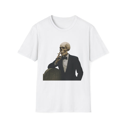 Stylish Skeleton T-Shirt, Unisex Graphic Tee, Vintage Vibe Shirt, Unique Halloween Outfit, Everyday Casual Wear, Gift for Skelly Lovers