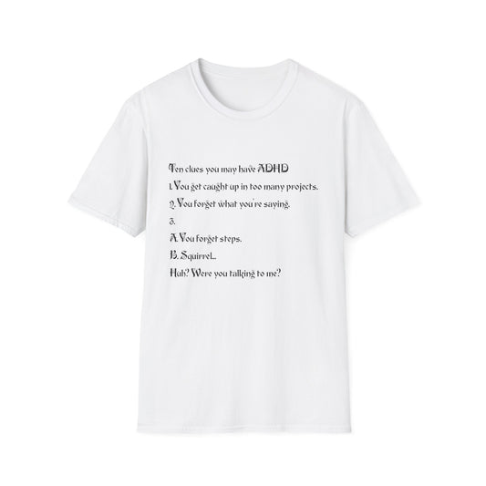 ADHD Awareness T-Shirt, Softstyle Tee for Mental Health, Unisex Gift, Funny Quote Shirt, Awareness Day Attire, Casual Wear