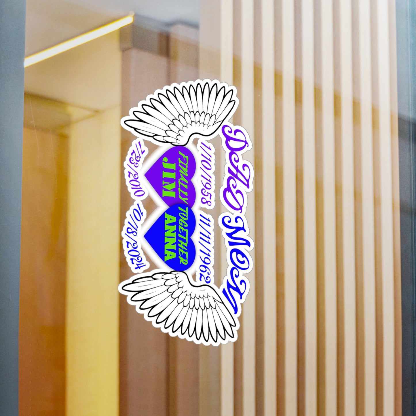 Memorial Family Decals for Window or Wall | Remembrance Stickers with Angel Wings | Personalized Tribute Decor | Custom Vinyl Decal