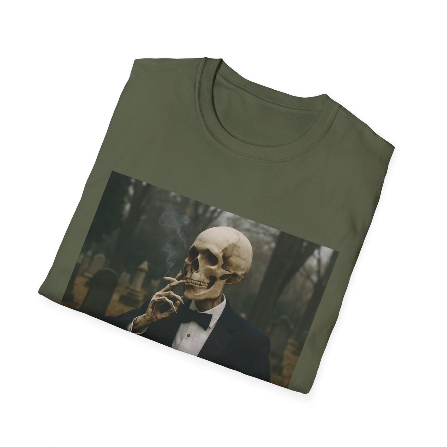 Elegant Skeleton Tee - Unisex Softstyle T-Shirt, Gothic Fashion, Halloween Costume, Casual Wear, Unique Gift, Spooky Vibes