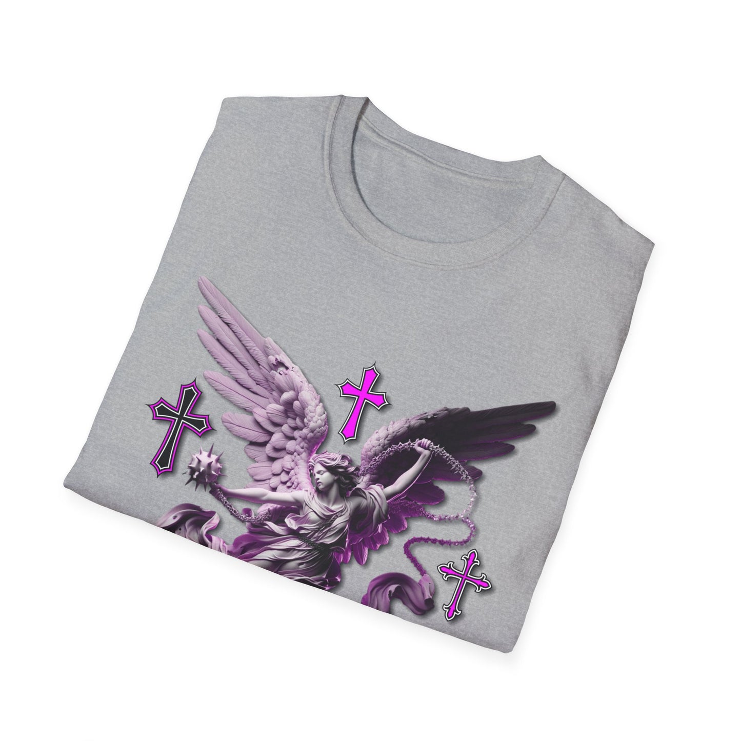 Angel Graphic Unisex Softstyle T-Shirt, Spiritual Tee, Casual Wear, Faith-Based Gift, Everyday Style, Unique Fashion Statement