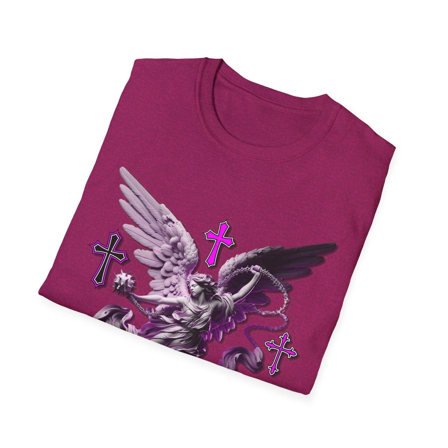 Angel Graphic Unisex Softstyle T-Shirt, Spiritual Tee, Casual Wear, Faith-Based Gift, Everyday Style, Unique Fashion Statement