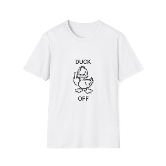 Funny Duck Off Unisex Softstyle T-Shirt, Casual Humor Shirt, Gift for Friends, Quirky Apparel, Birthday or Just Because