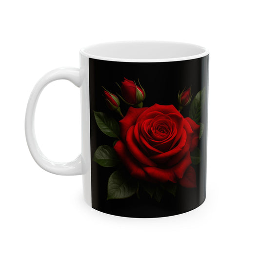 Elegant Floral Mug, Black and Red Rose Design, Perfect for Tea or Coffee Lovers, Gift for Her, Home Decor, Kitchen Accessory