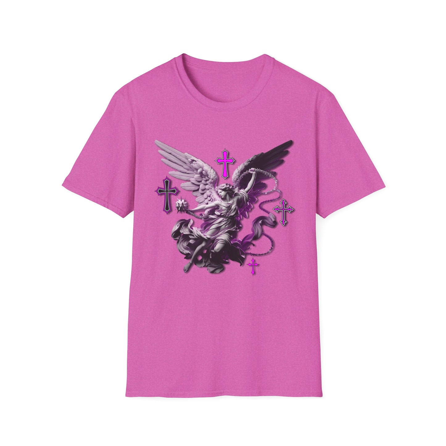 Angel Graphic Unisex Softstyle T-Shirt, Spiritual Tee, Casual Wear, Faith-Based Gift, Everyday Style, Unique Fashion Statement