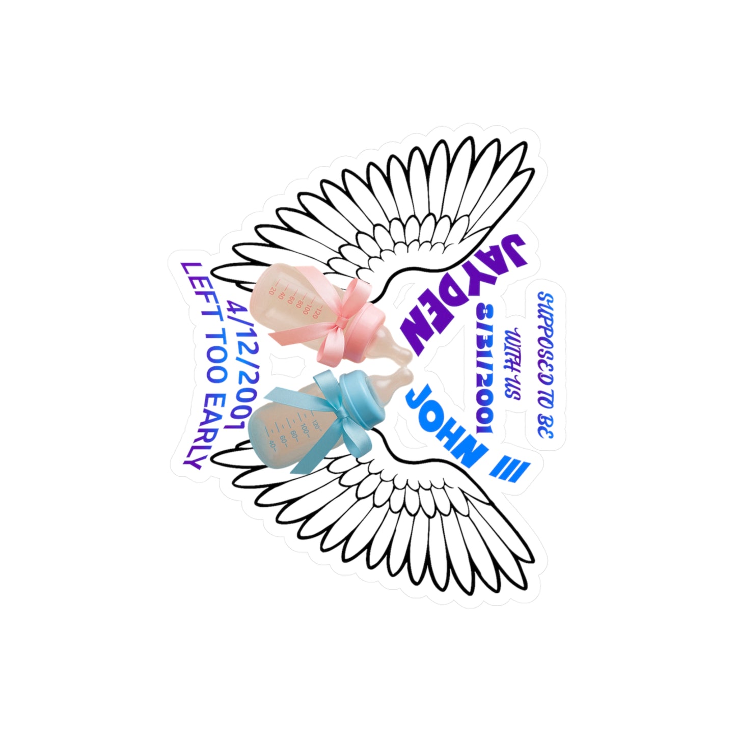 Memorial Kiss-Cut Vinyl Decals, Remembrance Stickers, Baby Tribute Decals, Angel Wing Decals, Custom Vinyl Stickers