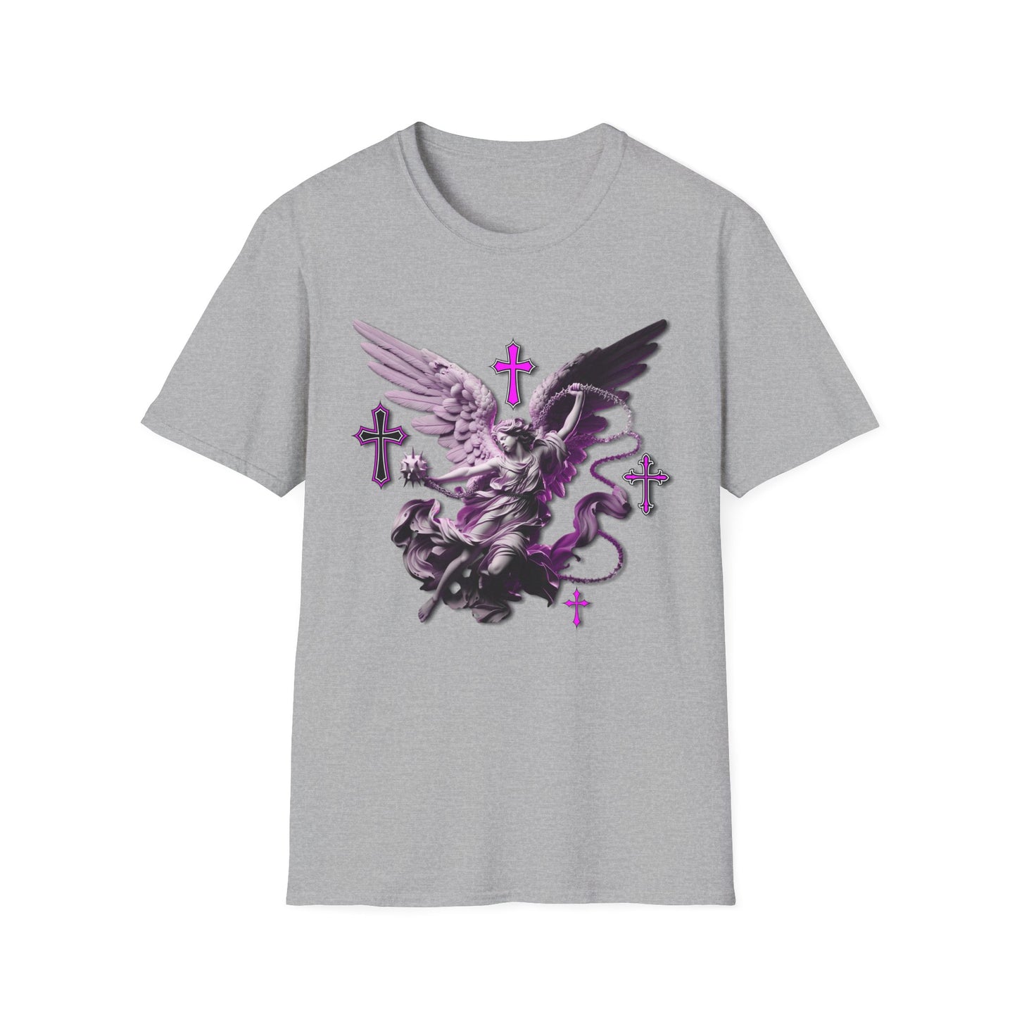 Angel Graphic Unisex Softstyle T-Shirt, Spiritual Tee, Casual Wear, Faith-Based Gift, Everyday Style, Unique Fashion Statement