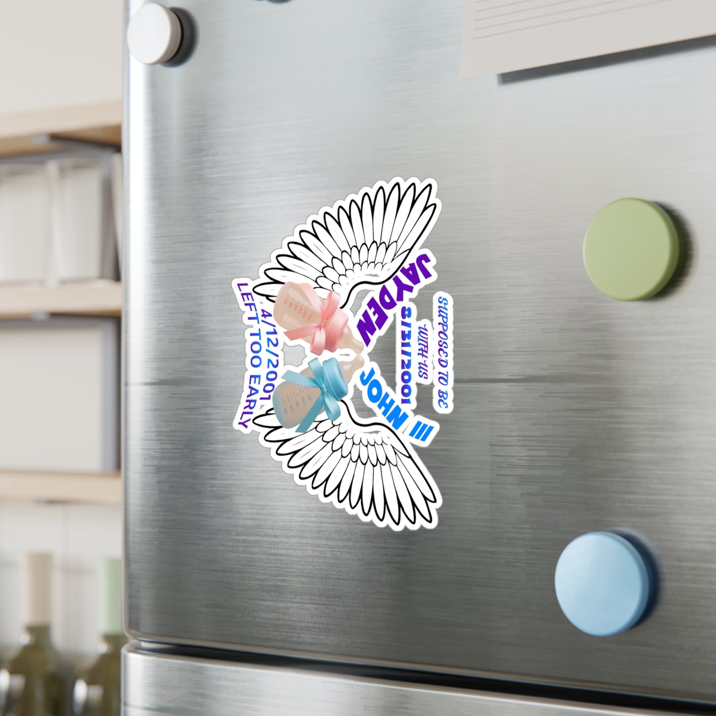 Memorial Kiss-Cut Vinyl Decals, Remembrance Stickers, Baby Tribute Decals, Angel Wing Decals, Custom Vinyl Stickers