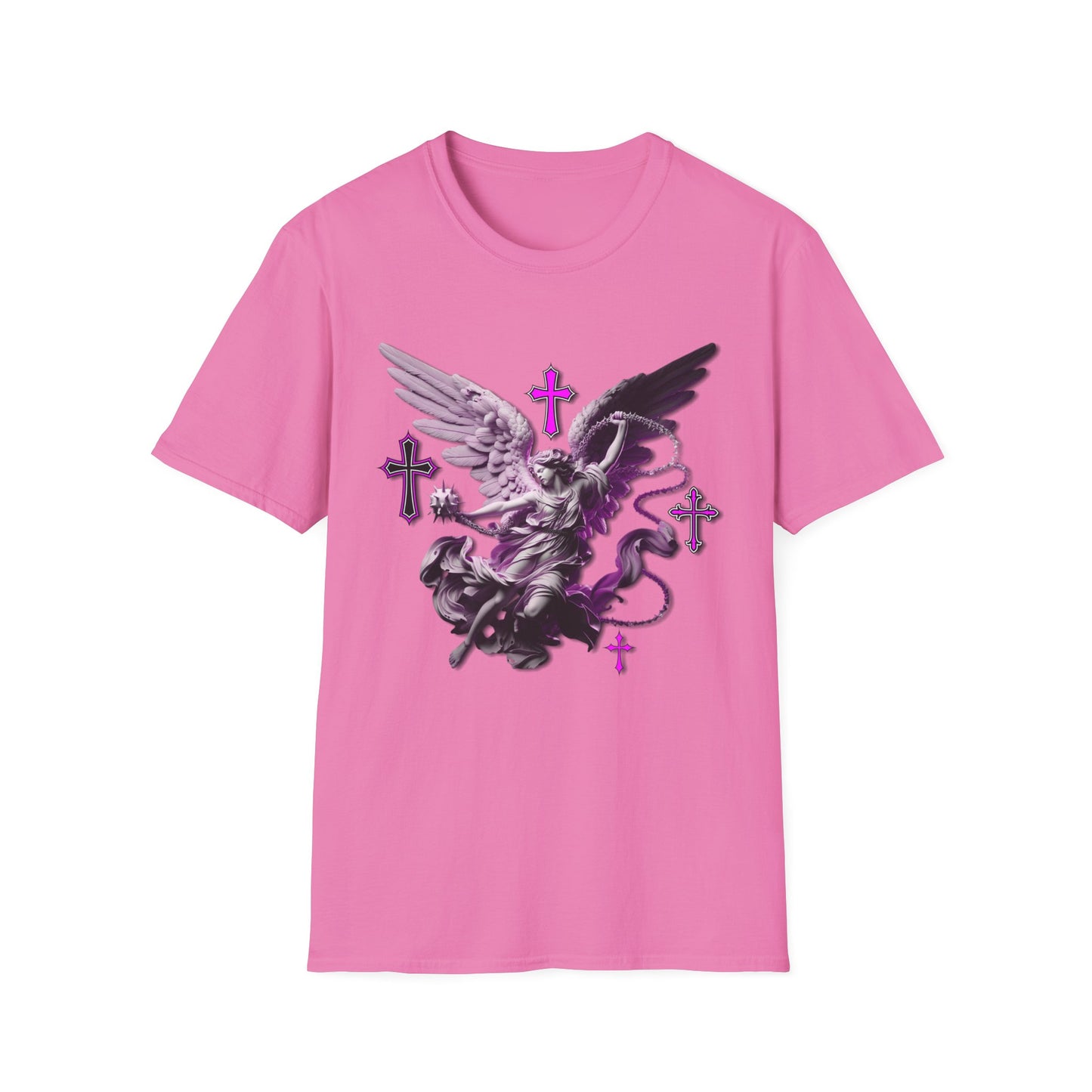 Angel Graphic Unisex Softstyle T-Shirt, Spiritual Tee, Casual Wear, Faith-Based Gift, Everyday Style, Unique Fashion Statement