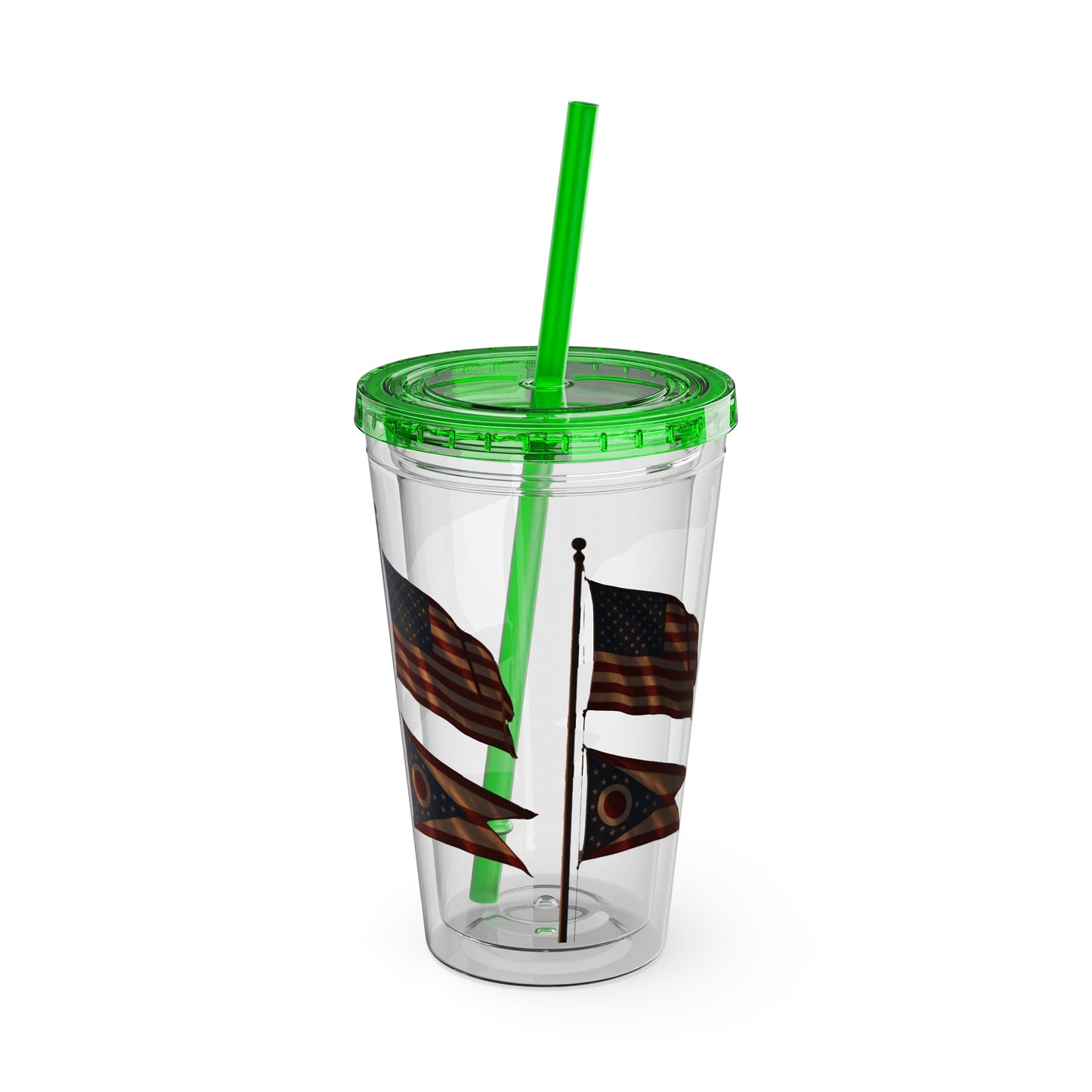 Sunsplash Tumbler with Straw - 16oz, Summer Drinkware, Travel Mug, Personalized Gift, USA Flag Design, Outdoorsy Vibe