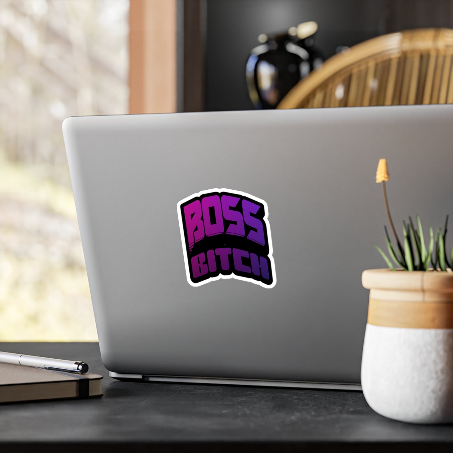 Bold Boss Bitch Kiss-Cut Vinyl Decal, Empowering Sticker for Laptops, Mugs, Notebooks, Car Decoration, Gift for Strong Women