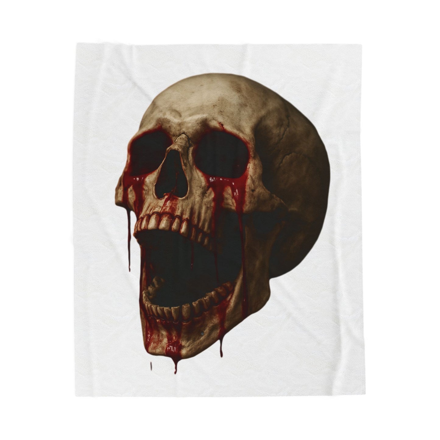 Skull Design Velveteen Plush Blanket, Cozy Throw for Horror Fans, Unique Gift for Halloween, Home Decor, Soft Blanket for Couch