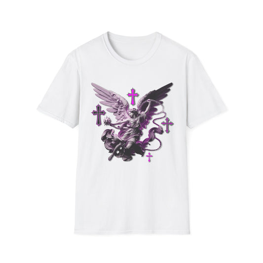 Angel Graphic Unisex Softstyle T-Shirt, Spiritual Tee, Casual Wear, Faith-Based Gift, Everyday Style, Unique Fashion Statement