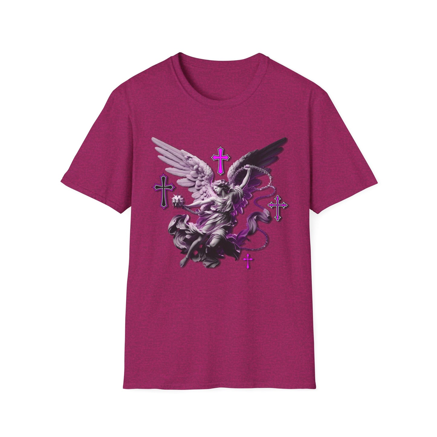 Angel Graphic Unisex Softstyle T-Shirt, Spiritual Tee, Casual Wear, Faith-Based Gift, Everyday Style, Unique Fashion Statement