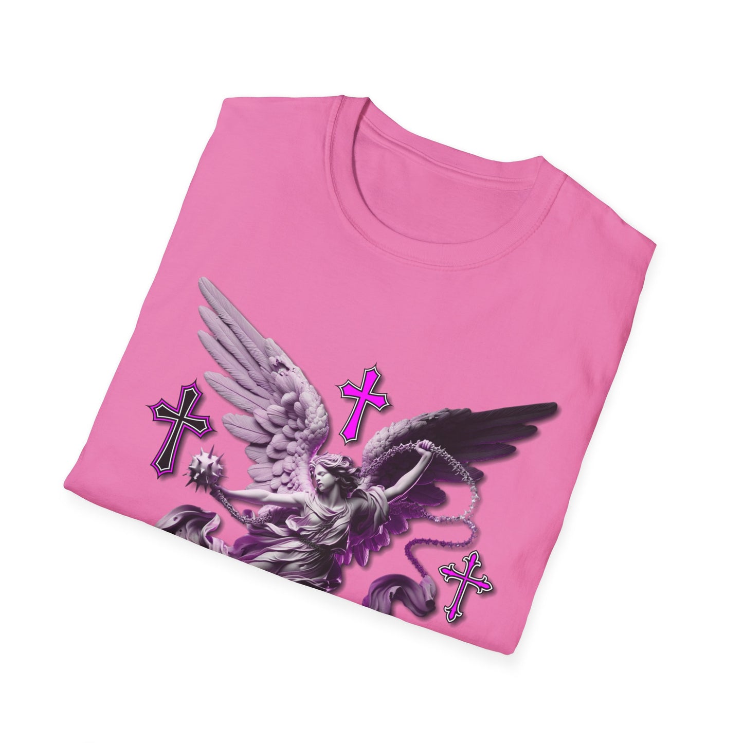 Angel Graphic Unisex Softstyle T-Shirt, Spiritual Tee, Casual Wear, Faith-Based Gift, Everyday Style, Unique Fashion Statement