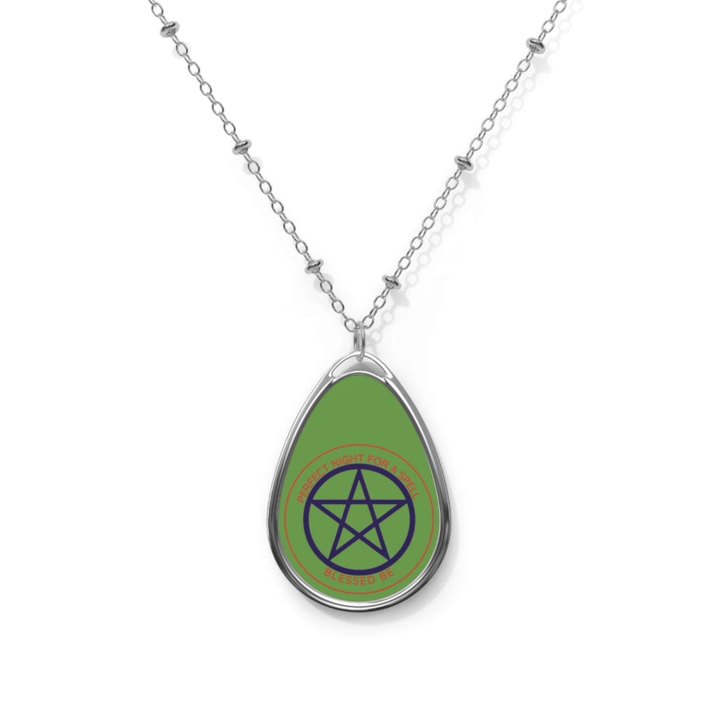 Pentacle Oval Necklace, Bohemian Jewelry, Pagan Gift, Spiritual Pendant, Occult Accessory, Wiccan Charm
